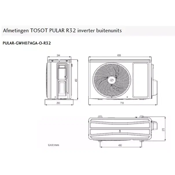 Tosot Tosot PULAR von GREE Einzel-Split-Klimagerät R32 2,2 kW Set