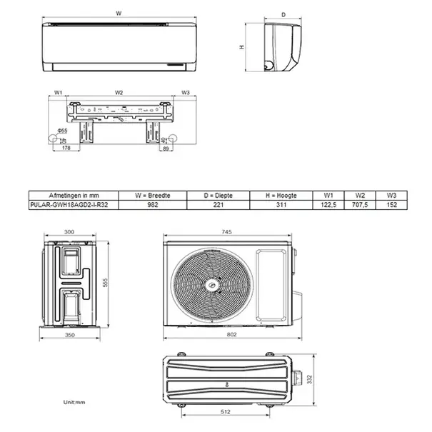 Tosot Tosot PULAR von GREE Einzel-Split-Klimagerät R32 5,0 kW Set