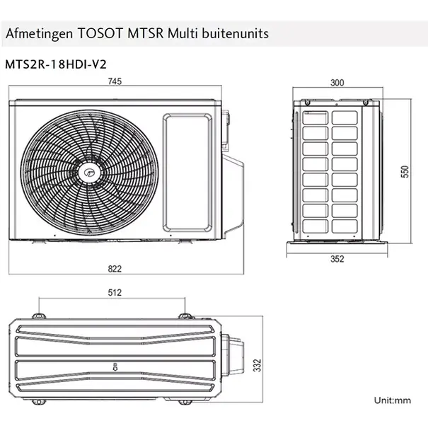 Tosot Tosot MTS2R-0912 5,2 KW Inverter Set mit 2,5 und 3,2 KW Pular Innengerät