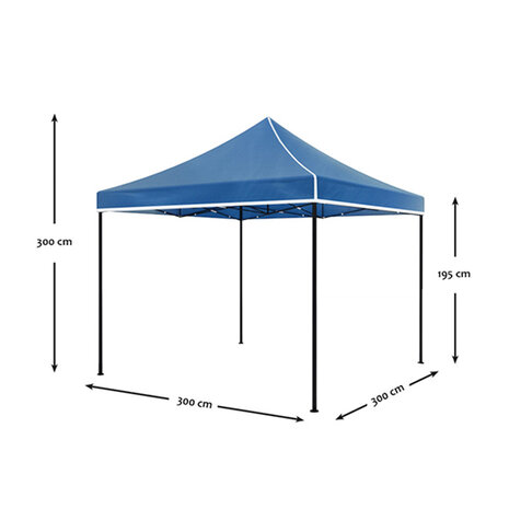 Lizzely Garden & Living Easy up 3x3m blauw luxe zonder zijwanden partytent opvouwbaar