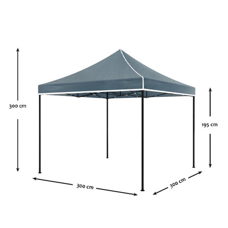 Lizzely Garden & Living Easy up 3x3m grijs luxe zonder zijwanden partytent opvouwbaar