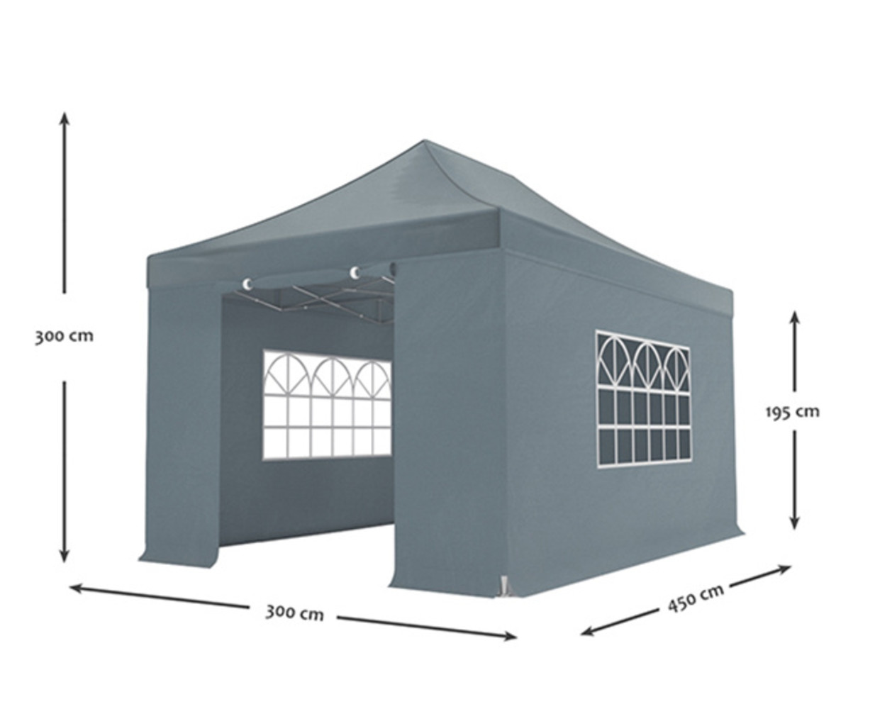 Easy up 3x4,5m grijs 40mm (aluminium buizen) semi prof partytent opvouwbaar Easy up 3x4,5m grijs 40mm (aluminium buizen) semi prof partytent opvouwbaar