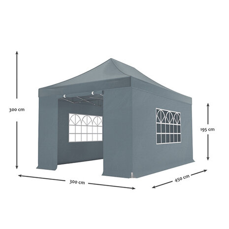 Lizzely Garden & Living Easy up 3x4,5m grijs 40mm (aluminium buizen) semi prof partytent opvouwbaar Lizzely Garden & Living Easy up 3x4,5m grijs 40mm (aluminium buizen) semi prof partytent opvouwbaar
