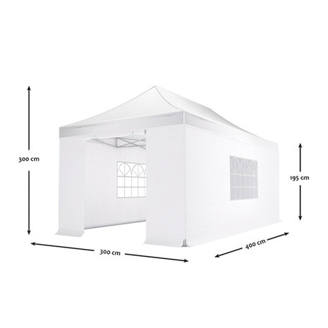 Lizzely Garden & Living Easy up 3x4,5m wit 40mm (aluminium buizen) semi prof partytent opvouwbaar
