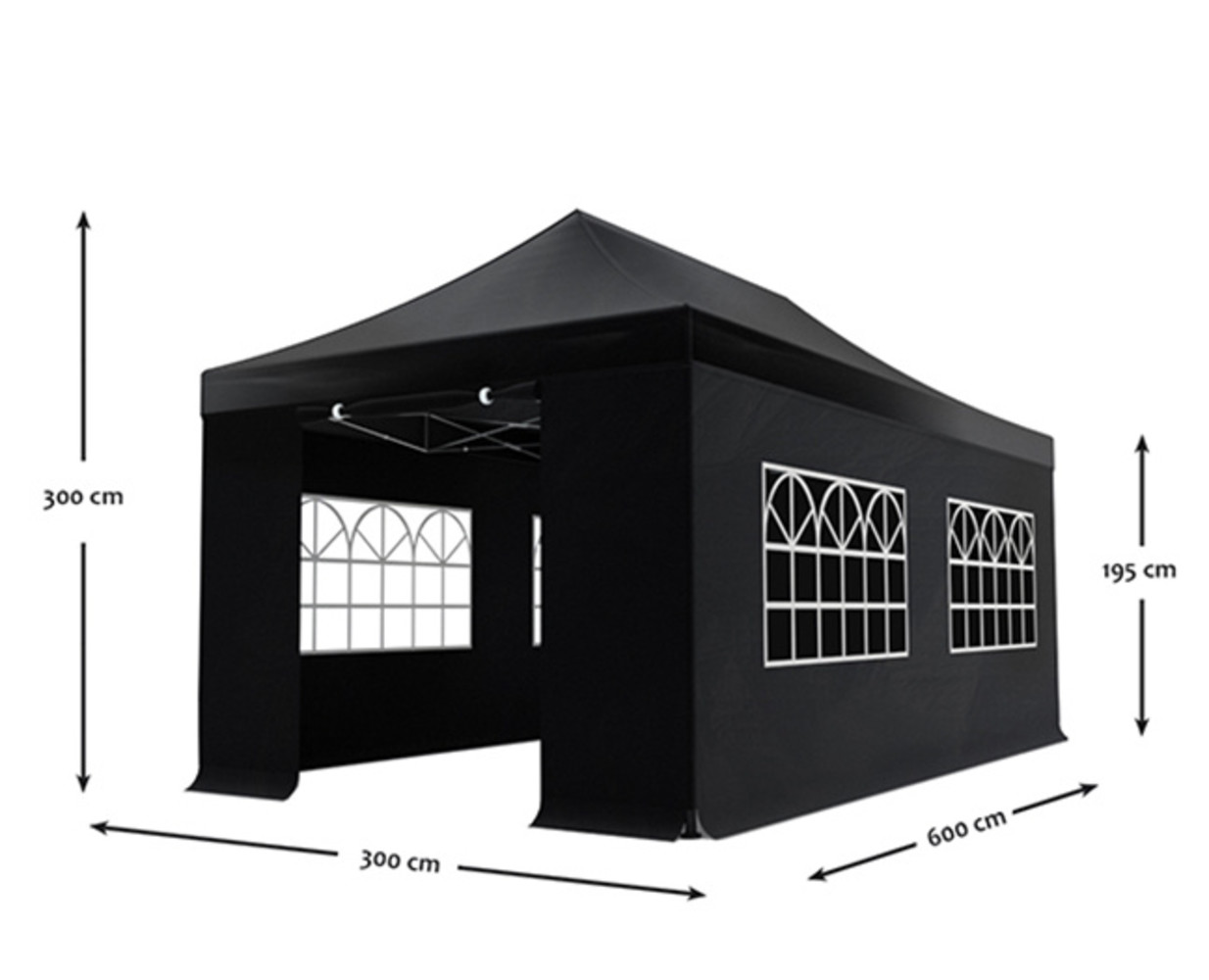 Easy up 3x6m zwart 30mm (aluminium buizen) semi prof partytent opvouwbaar Easy up 3x6m zwart 30mm (aluminium buizen) semi prof partytent opvouwbaar