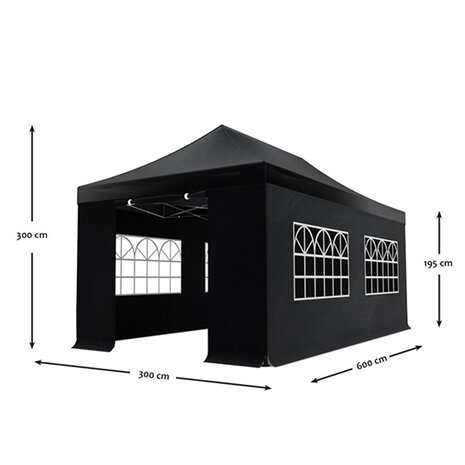 Lizzely Garden & Living Easy up 3x6m zwart 30mm (aluminium buizen) semi prof partytent opvouwbaar Lizzely Garden & Living Easy up 3x6m zwart 30mm (aluminium buizen) semi prof partytent opvouwbaar