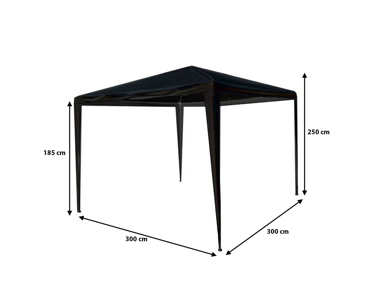 Partytent 3x3m zwart budget zonder zijwanden Partytent 3x3m zwart budget zonder zijwanden