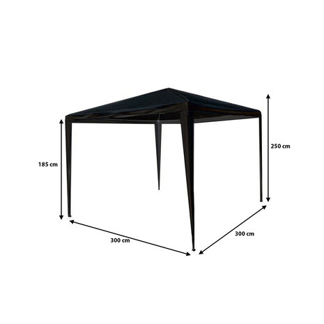 Lizzely Garden & Living Partytent 3x3m zwart budget zonder zijwanden Lizzely Garden & Living Partytent 3x3m zwart budget zonder zijwanden