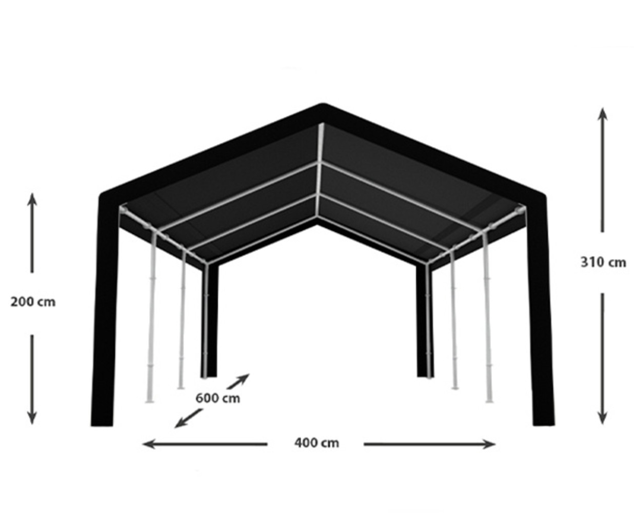 Partytent 4x6m zwart semi professioneel Partytent 4x6m zwart semi professioneel