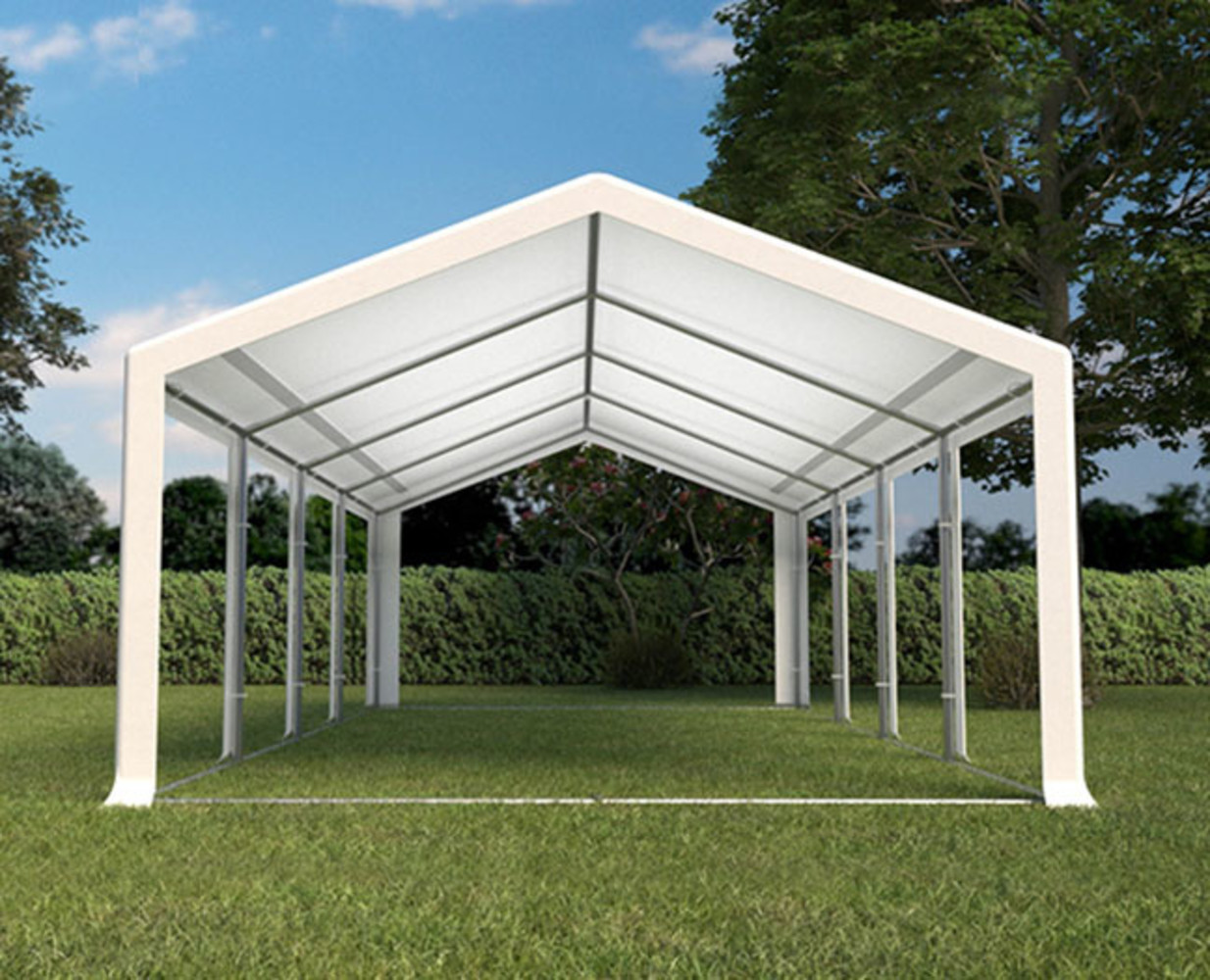 Partytent 4x8m PVC met grondframe brandvertragend
