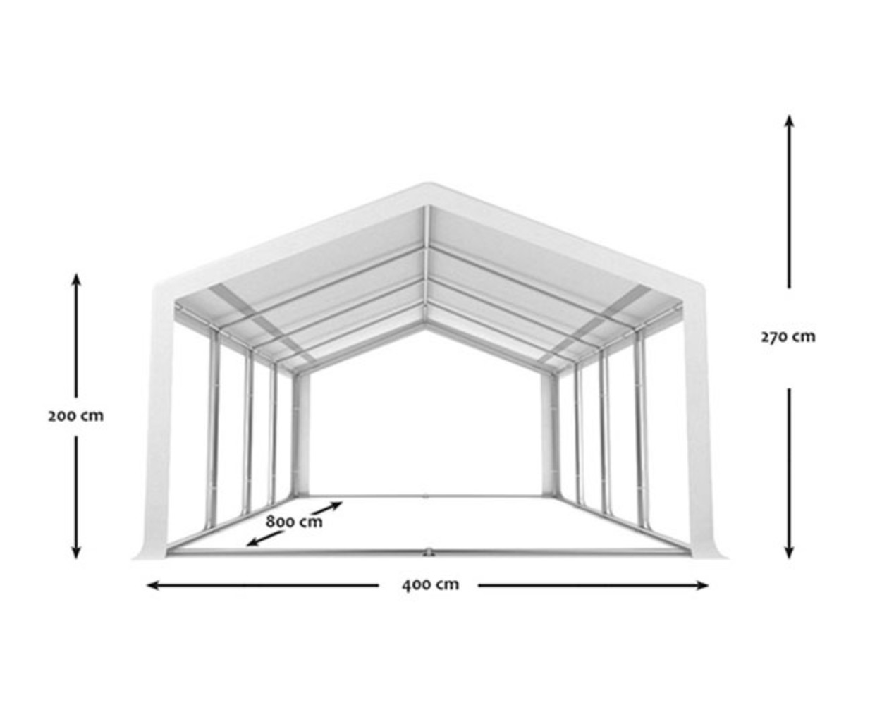 Partytent 4x8m PVC met grondframe brandvertragend