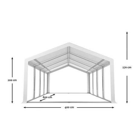 Lizzely Garden & Living Partytent 4x8m PVC met grondframe brandvertragend