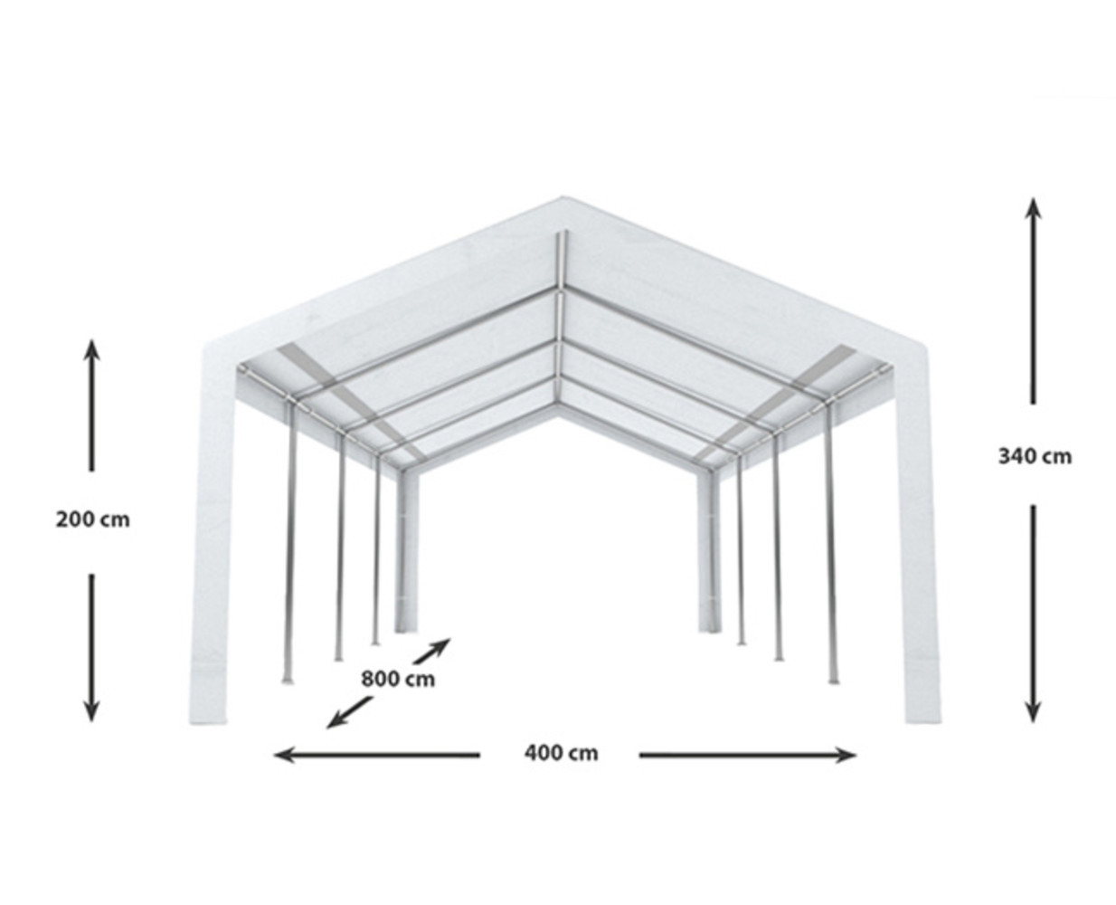 Partytent 4x8m wit semi professioneel Partytent 4x8m wit semi professioneel