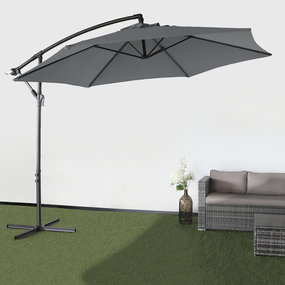 Lizzely Garden & Living Zweefparasol Staal Donkergrijs Parasol Diameter 300cm