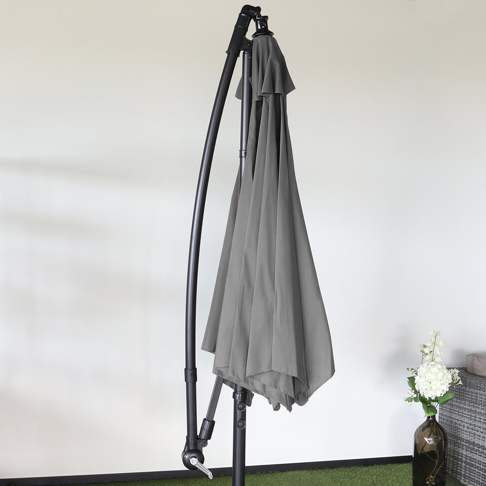 Zweefparasol Staal Donkergrijs Parasol Diameter 300cm Zweefparasol Staal Donkergrijs Parasol Diameter 300cm