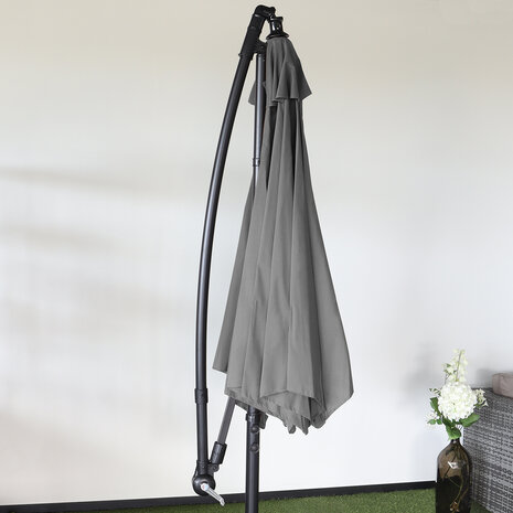 Lizzely Garden & Living Zweefparasol Staal Donkergrijs Parasol Diameter 300cm Lizzely Garden & Living Zweefparasol Staal Donkergrijs Parasol Diameter 300cm