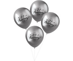 Ballonnen  25ste Jubileum | Zilver | 4 Stuks