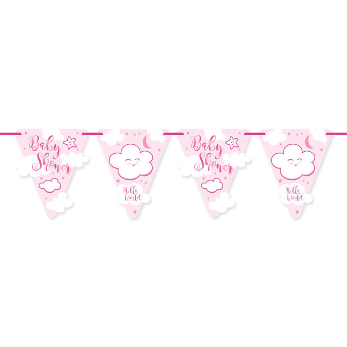 Vlaggenlijn Babyshower | Roze | 6meter