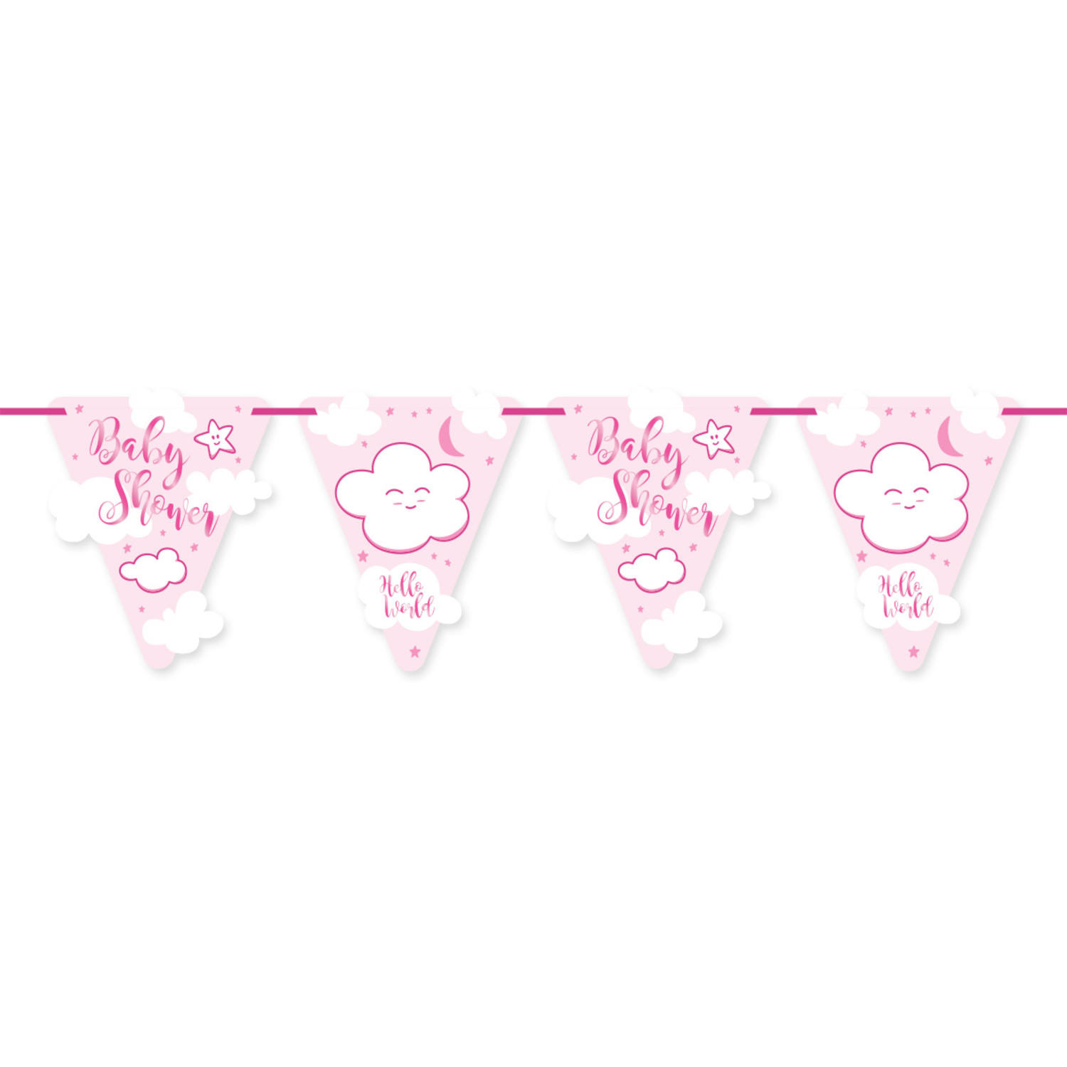 Vlaggenlijn Babyshower | Roze | 6meter
