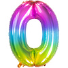 Cijfer 0  Folieballon Yummy Gummy Rainbow | 81cm