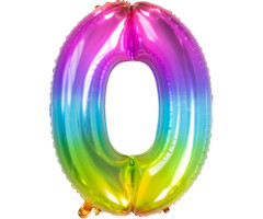 Cijfer 0  Folieballon Yummy Gummy Rainbow | 81cm