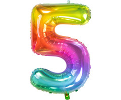 Cijfer 5  Folieballon Yummy Gummy Rainbow | 81cm