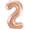 Cijfer 2  Folieballon Rosé Gold | 86cm
