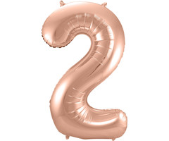 Cijfer 2  Folieballon Rosé Gold | 86cm