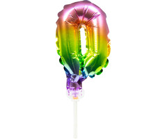 Cijfer 0 Folieballon Taart Topper | Regenboog