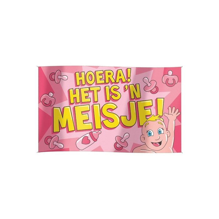Gevelvlag 'Hoera een het is een Meisje' XXL