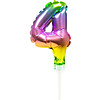 Cijfer 4 Folieballon Taart Topper | Regenboog