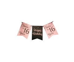 Party Vlaggenlijn | 16 Black/Rosé