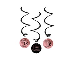 Party Swirl Decoration | 18 Black/Rosé