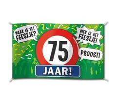 Gevelvlag  XXL | 75 Jaar Waar is het feestje? | 150cmx90cm