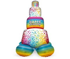 Folieballon Happy Birthday | Met Standaard  | Regenboog