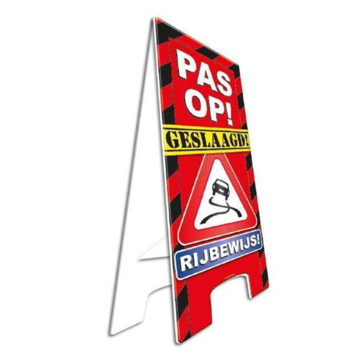 Party Waarschuwingsbord | Pas op! Geslaagd rijbewijs |  57cm x 25cm