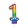Cijfer Folieballon Kaarsje Multicolor  | Cijfer 1