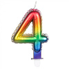 Cijfer Folieballon Kaarsje Multicolor  | Cijfer 4