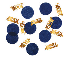 Happy Birthday Tafelconfetti| Goud/Blauw Elegant