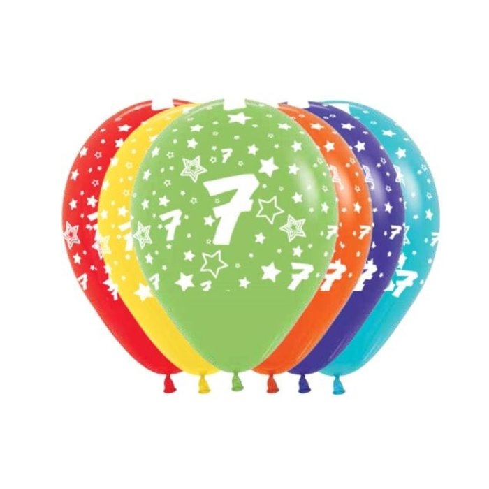 Ballonnen Multicolor 12 Stuks | Cijfer 7