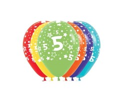 Ballonnen Multicolor 12 Stuks | Cijfer 5
