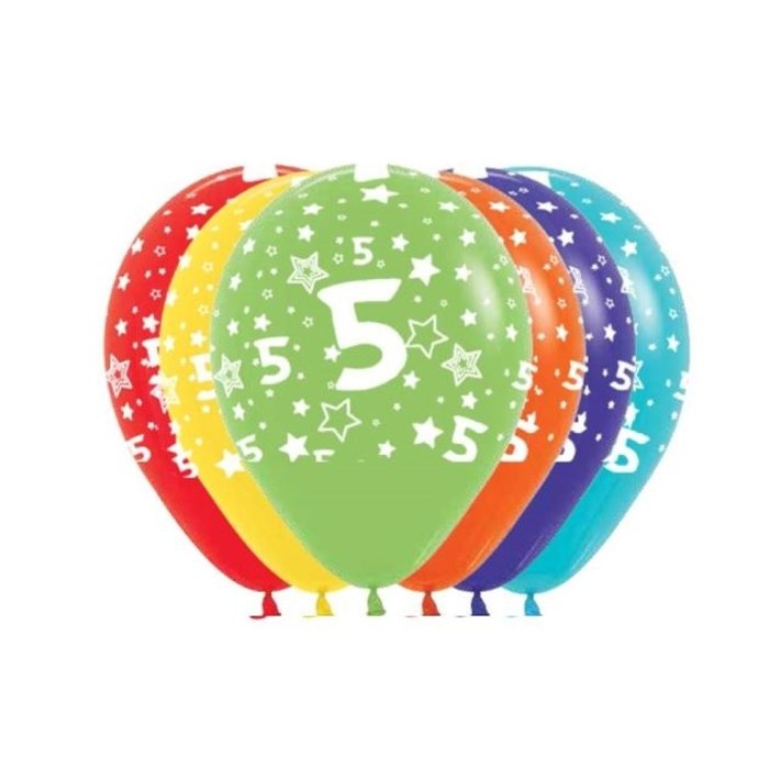 Ballonnen Multicolor 12 Stuks | Cijfer 5