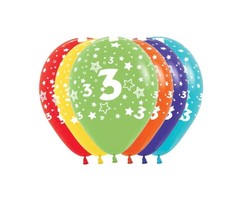Ballonnen Multicolor 12 Stuks | Cijfer 3