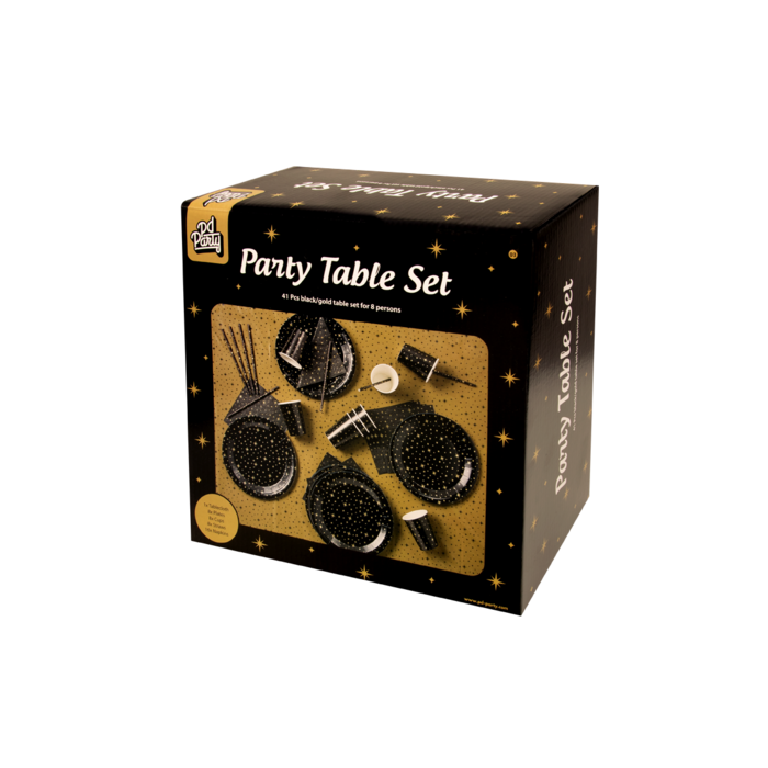 Partytafel Set 8 Personen | Gold/black