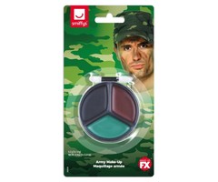 Aquaschmink Camouflage Leger Schminkset | 3 Kleuren + Kwastje