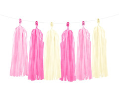 Tassel Guirlande Pom Poms | Roze/Wit  2m