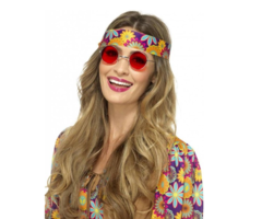 Hippie Bril | Flower Power Glasses Rood