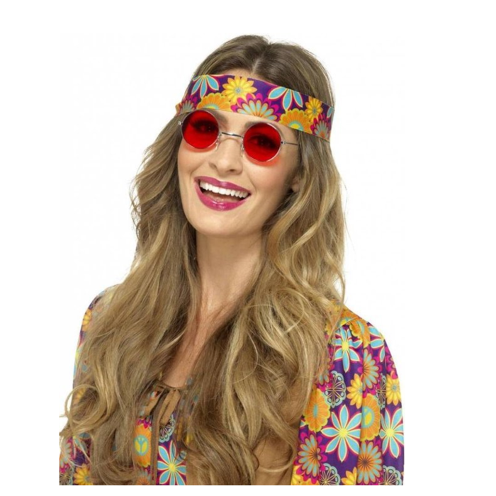 Hippie Bril | Flower Power Glasses Rood