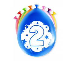 Verjaardag Ballonnen Multicolor 8 Stuks | Cijfer 2