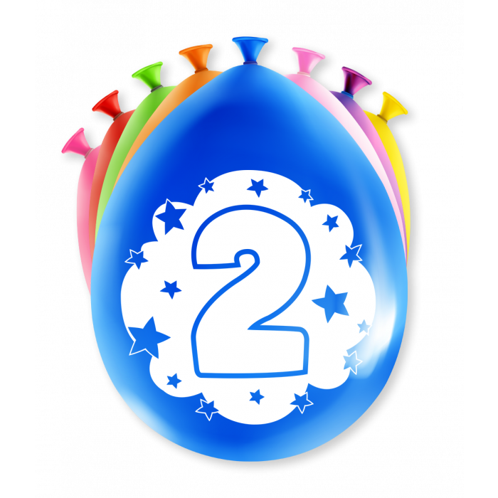 Verjaardag Ballonnen Multicolor 8 Stuks | Cijfer 2